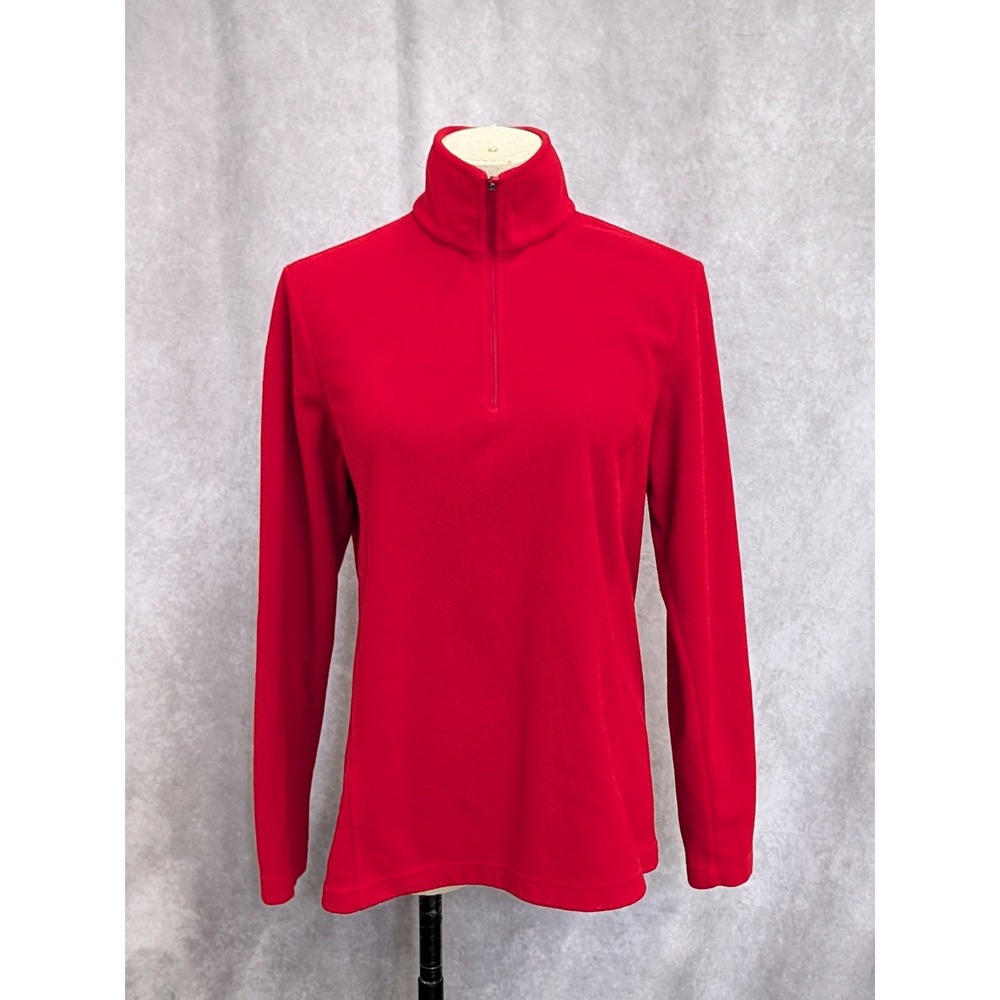 Lands‎ End Womens Red Fleece Quarter Zip Pullover Sweater Jacket Small 6-8-C255